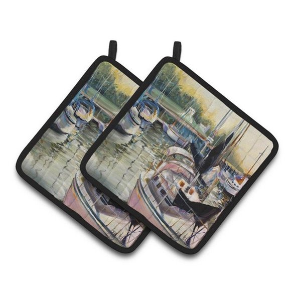 Carolines Treasures Black Sails Sailboats Pair of Pot Holders, 7.5 x 3 x 7.5 in. JMK1246PTHD